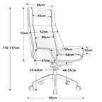Fauteuil de bureau de direction haut dossier en cuir véritable et bois de noyer massif