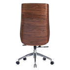 Fauteuil de bureau de direction haut dossier en cuir véritable et bois de noyer massif