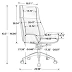 Fauteuil de bureau de direction haut dossier en cuir véritable et bois de noyer massif