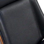 Fauteuil de bureau de direction haut dossier en cuir véritable et bois de noyer massif